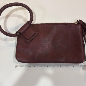 Boho Elegant Brown Leather Wristlet Women's Bag with Tassels